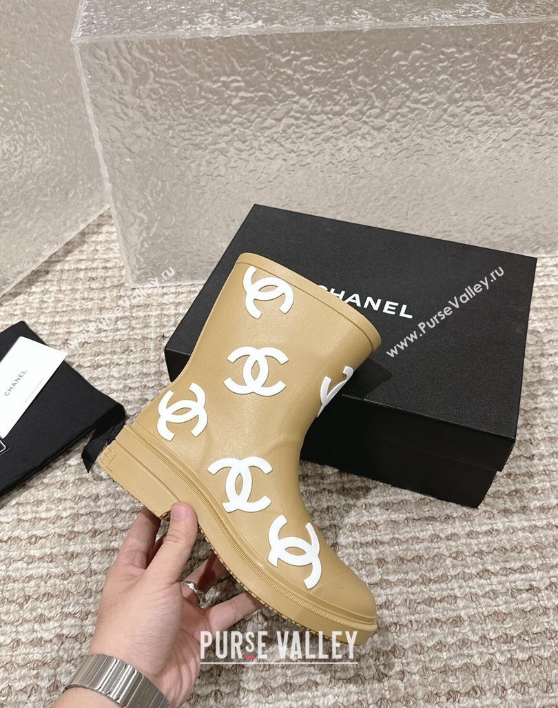 Chanel Rubber Ankle Boots with CC Allover Beige 2023 CH110303 (MD-231103018)