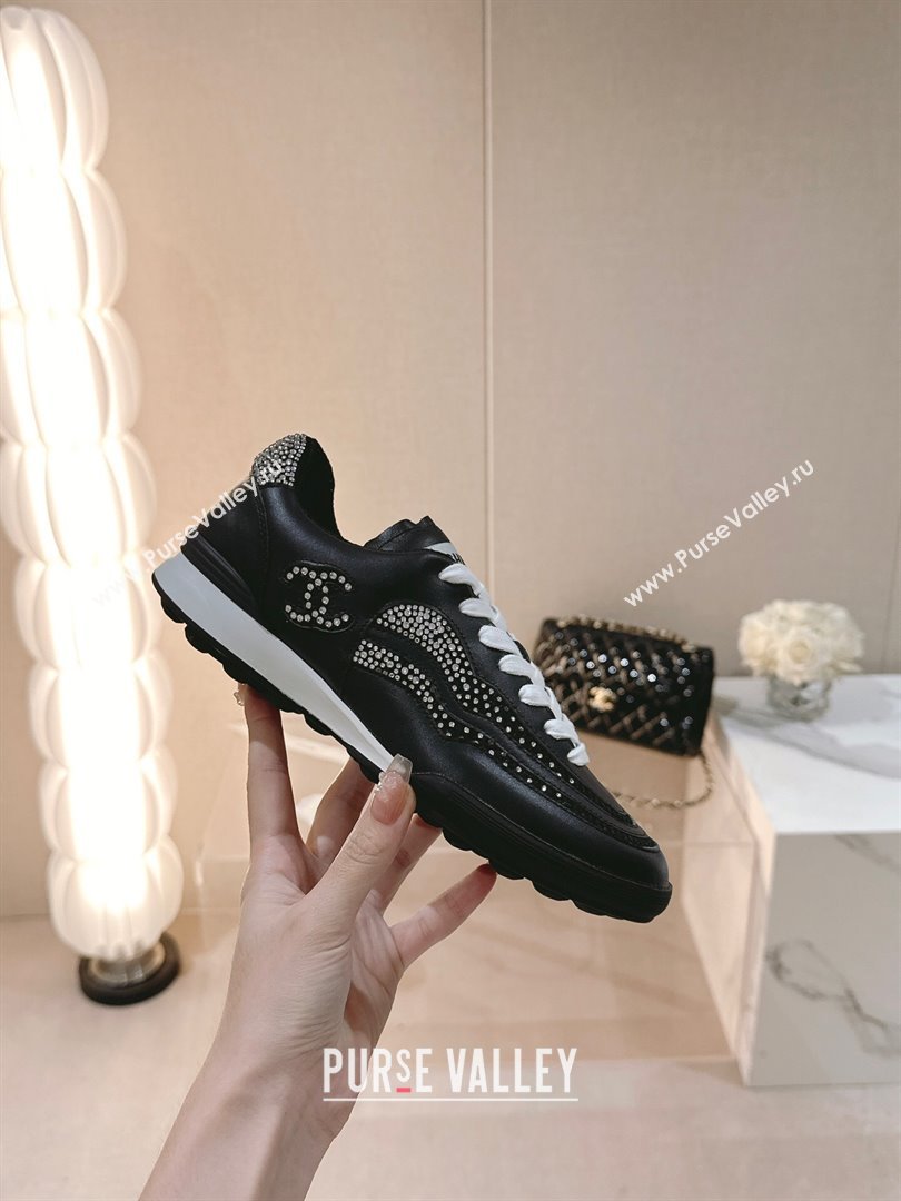 Chanel Calfskin Suede Low Top Sneakers with Crystals G45220 Black 2 2023 (MD-231107005)