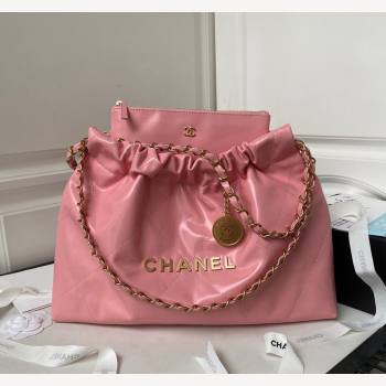 Chanel Shiny Calfskin 22 East West Shopping Bag AS4486 Light Pink 2023 (yezi-231111050)