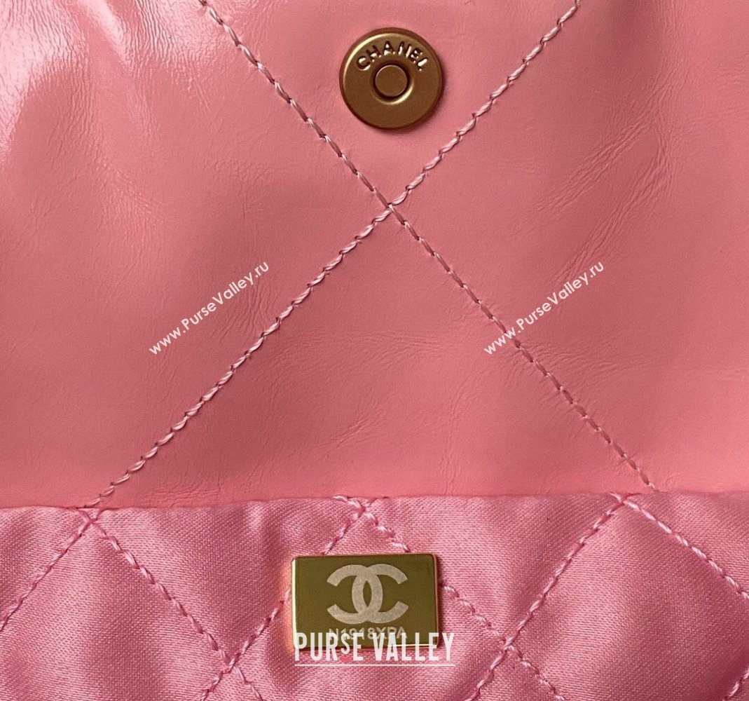 Chanel Shiny Calfskin 22 East West Shopping Bag AS4486 Light Pink 2023 (yezi-231111050)