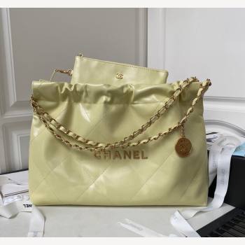 Chanel Shiny Calfskin 22 East West Shopping Bag AS4486 Yellow 2023 (yezi-231111051)