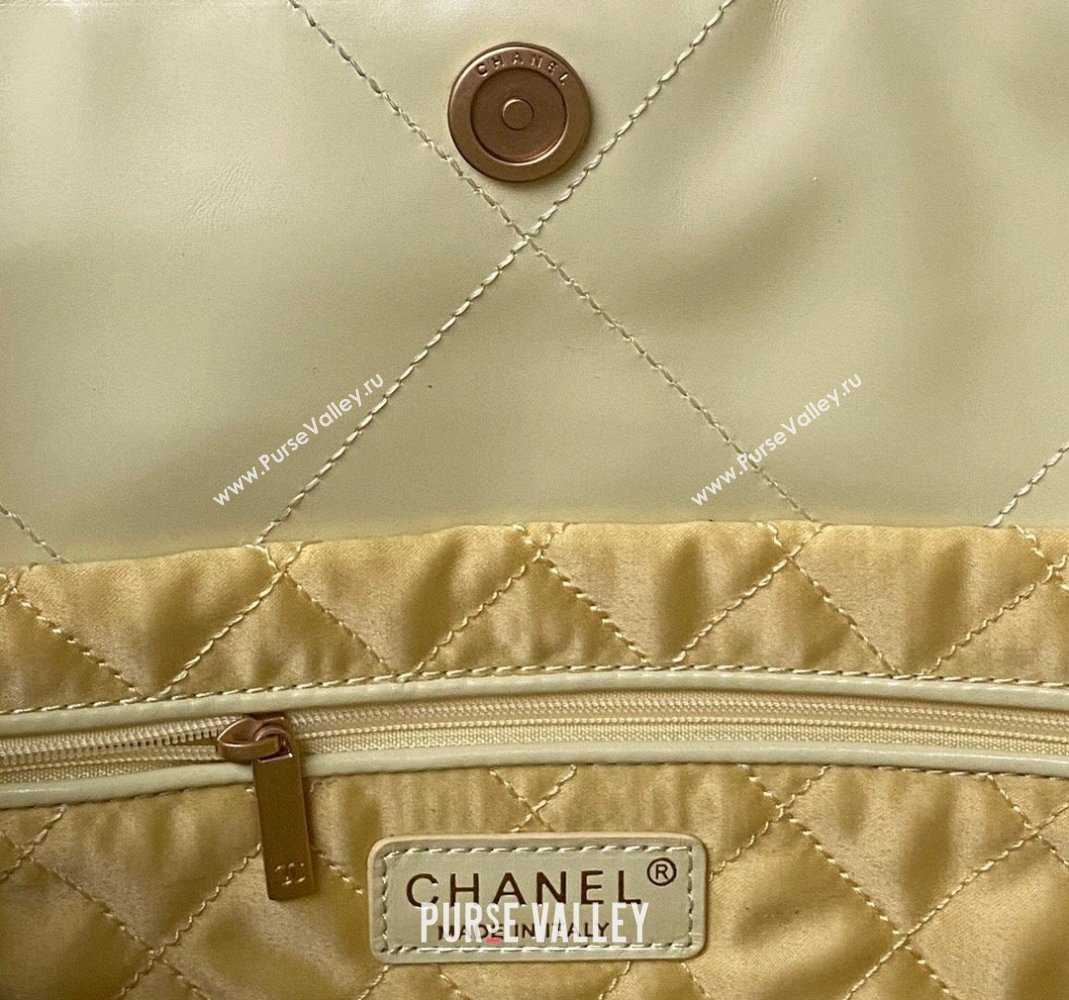 Chanel Shiny Calfskin 22 East West Shopping Bag AS4486 Yellow 2023 (yezi-231111051)