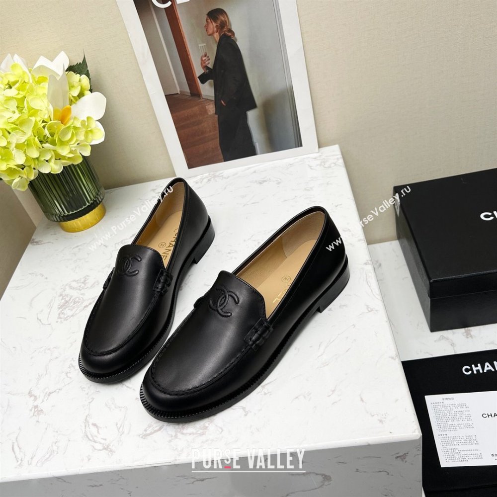 Chanel Calfskin Loafers Black Leather 2023 CH120111 (MD-231201082)