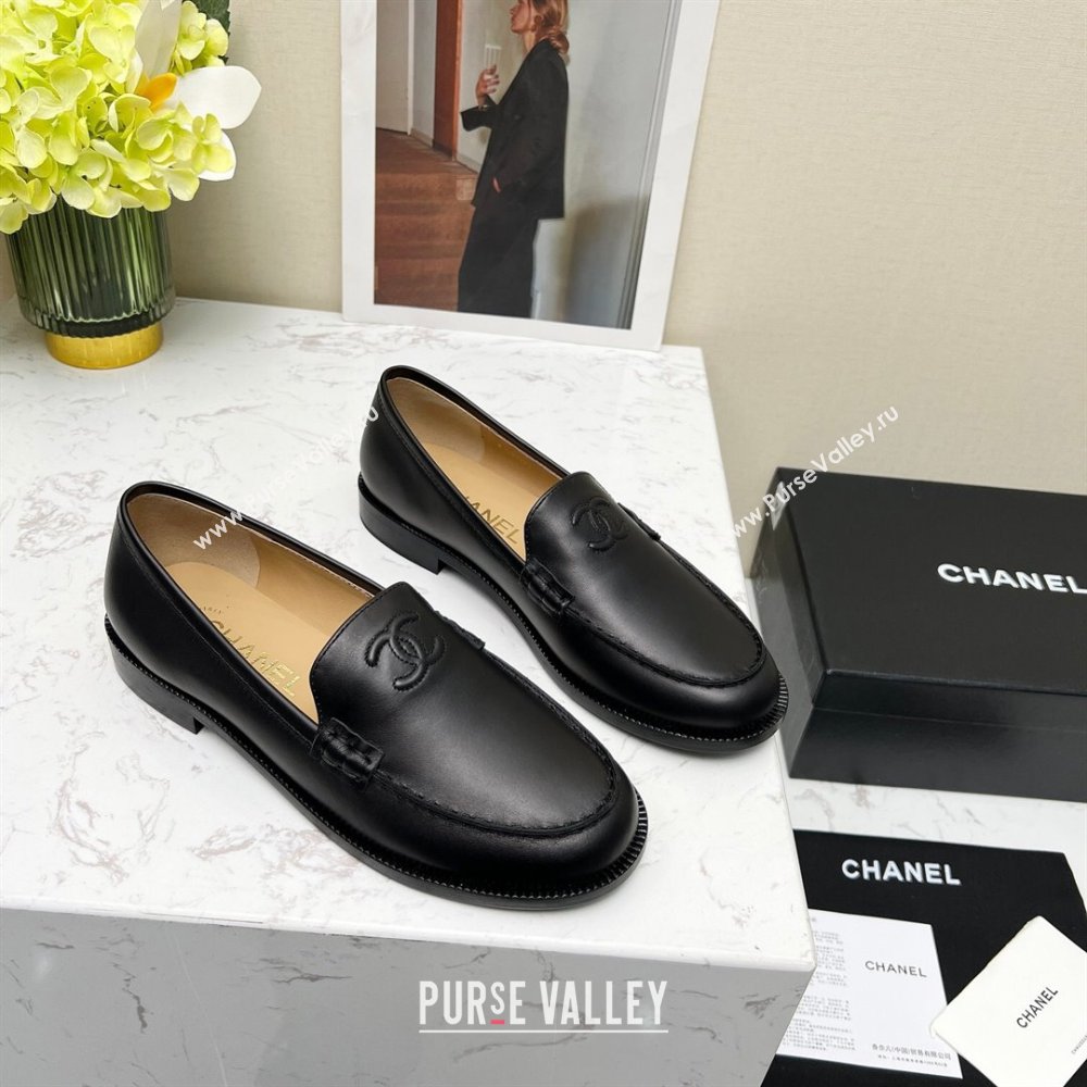 Chanel Calfskin Loafers Black Leather 2023 CH120111 (MD-231201082)