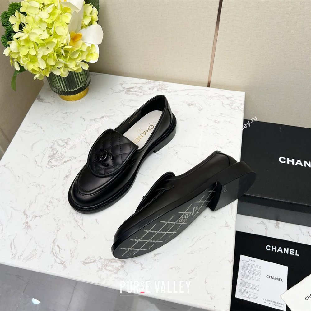 Chanel Lambskin Loafers with CC Foldover G45474 All Black 2023 (MD-231201068)