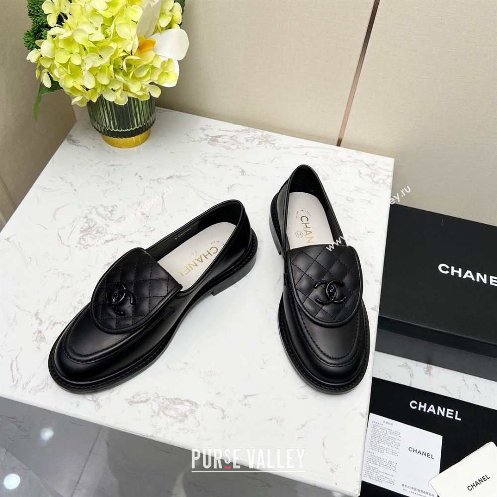 Chanel Lambskin Loafers with CC Foldover G45474 All Black 2023 (MD-231201068)