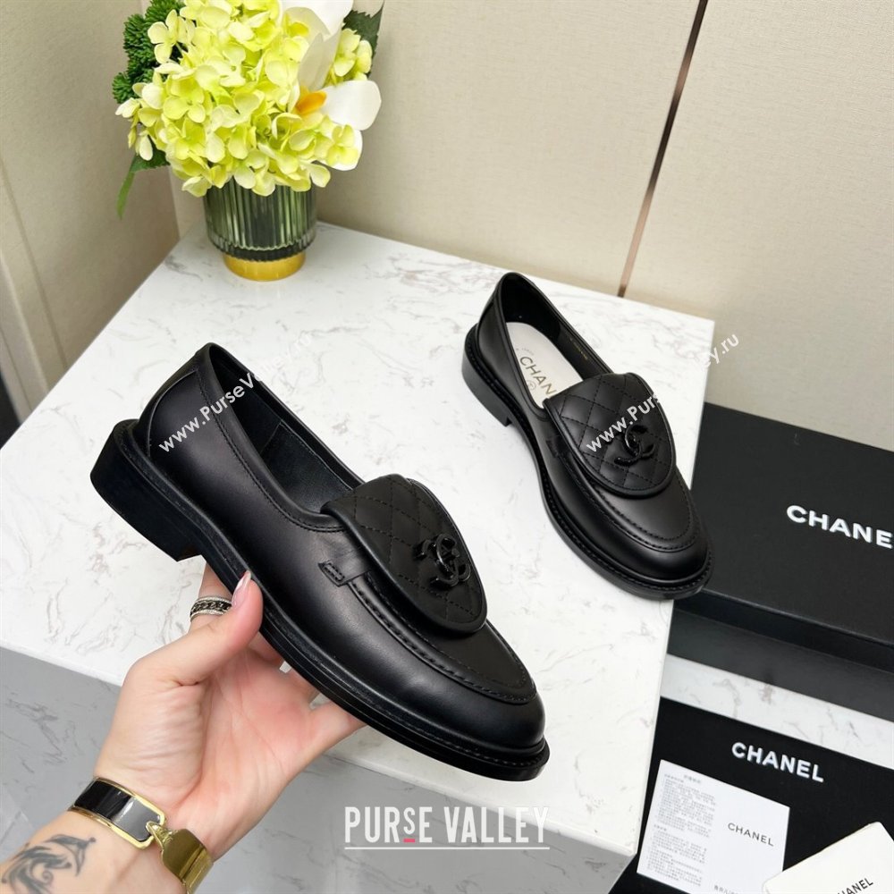 Chanel Lambskin Loafers with CC Foldover G45474 All Black 2023 (MD-231201068)