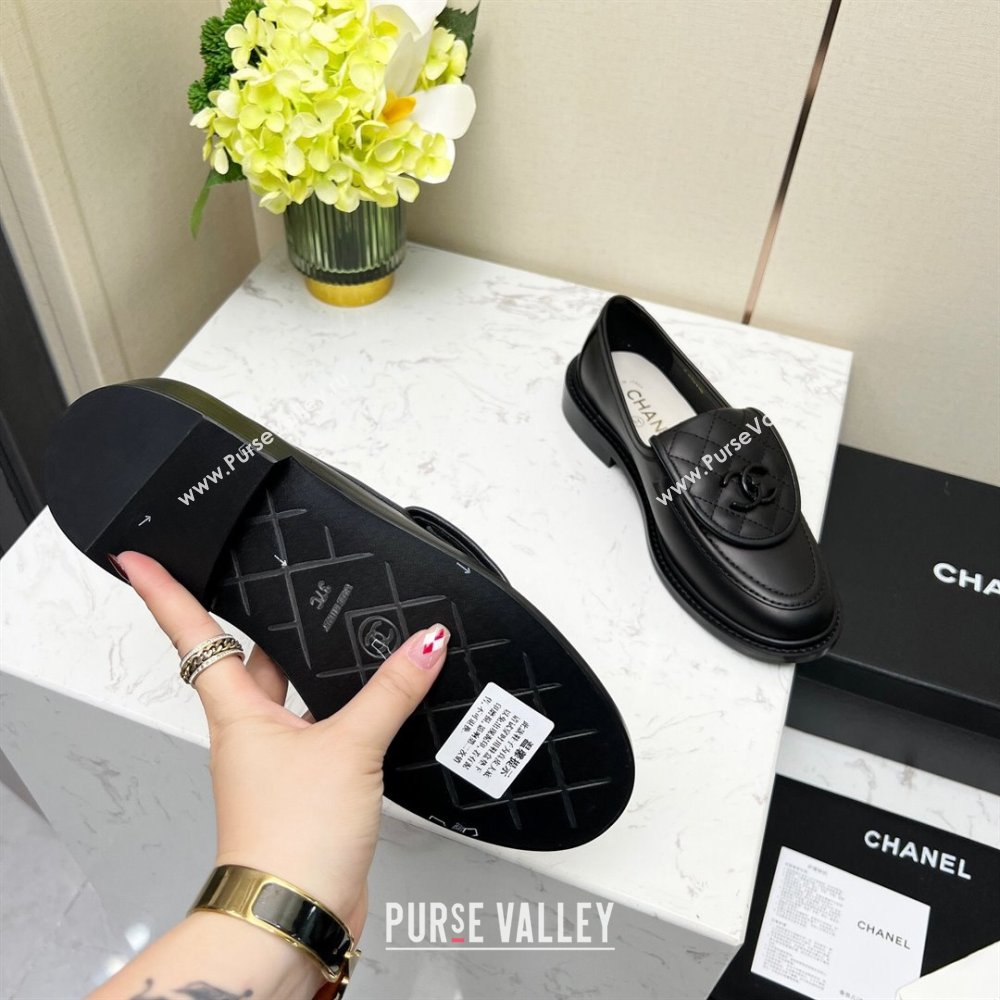 Chanel Lambskin Loafers with CC Foldover G45474 All Black 2023 (MD-231201068)