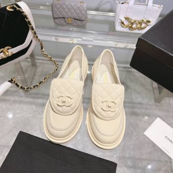 Chanel Canvas Loafers with CC Foldover G45474 Cream White 2023 (MD-231201071)