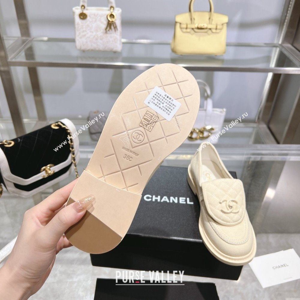 Chanel Canvas Loafers with CC Foldover G45474 Cream White 2023 (MD-231201071)