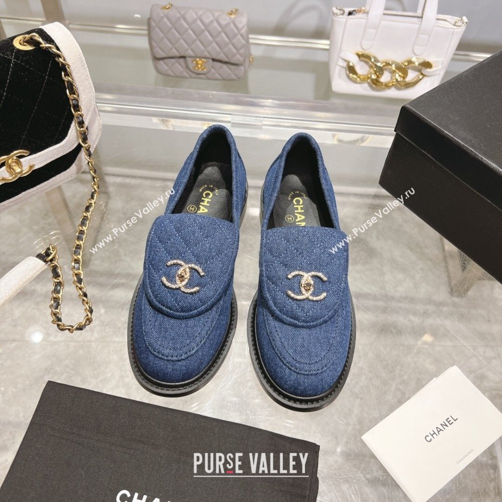 Chanel Denim Loafers with CC Foldover G45474 Blue 2023 (MD-231201072)