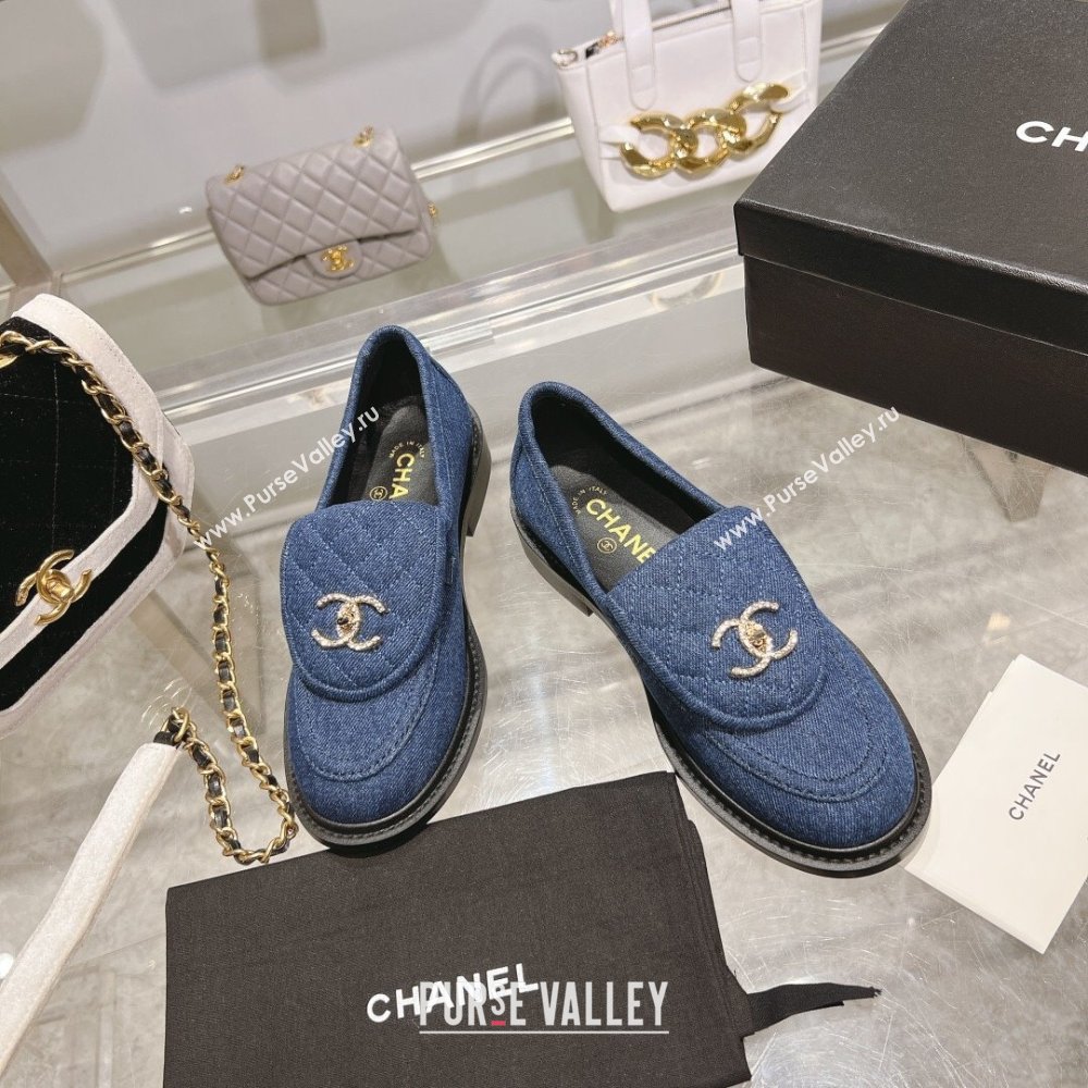 Chanel Denim Loafers with CC Foldover G45474 Blue 2023 (MD-231201072)