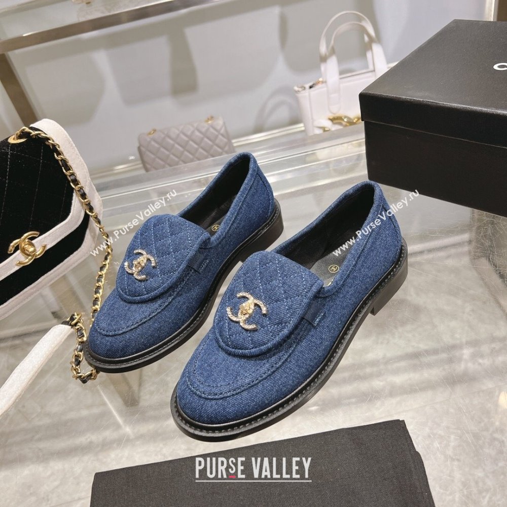 Chanel Denim Loafers with CC Foldover G45474 Blue 2023 (MD-231201072)