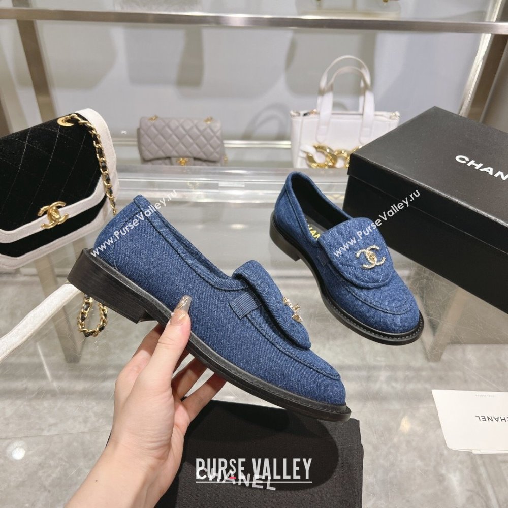 Chanel Denim Loafers with CC Foldover G45474 Blue 2023 (MD-231201072)