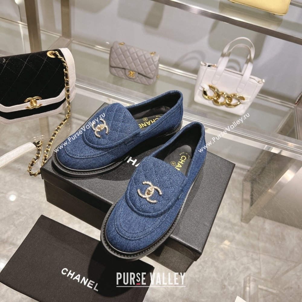 Chanel Denim Loafers with CC Foldover G45474 Blue 2023 (MD-231201072)