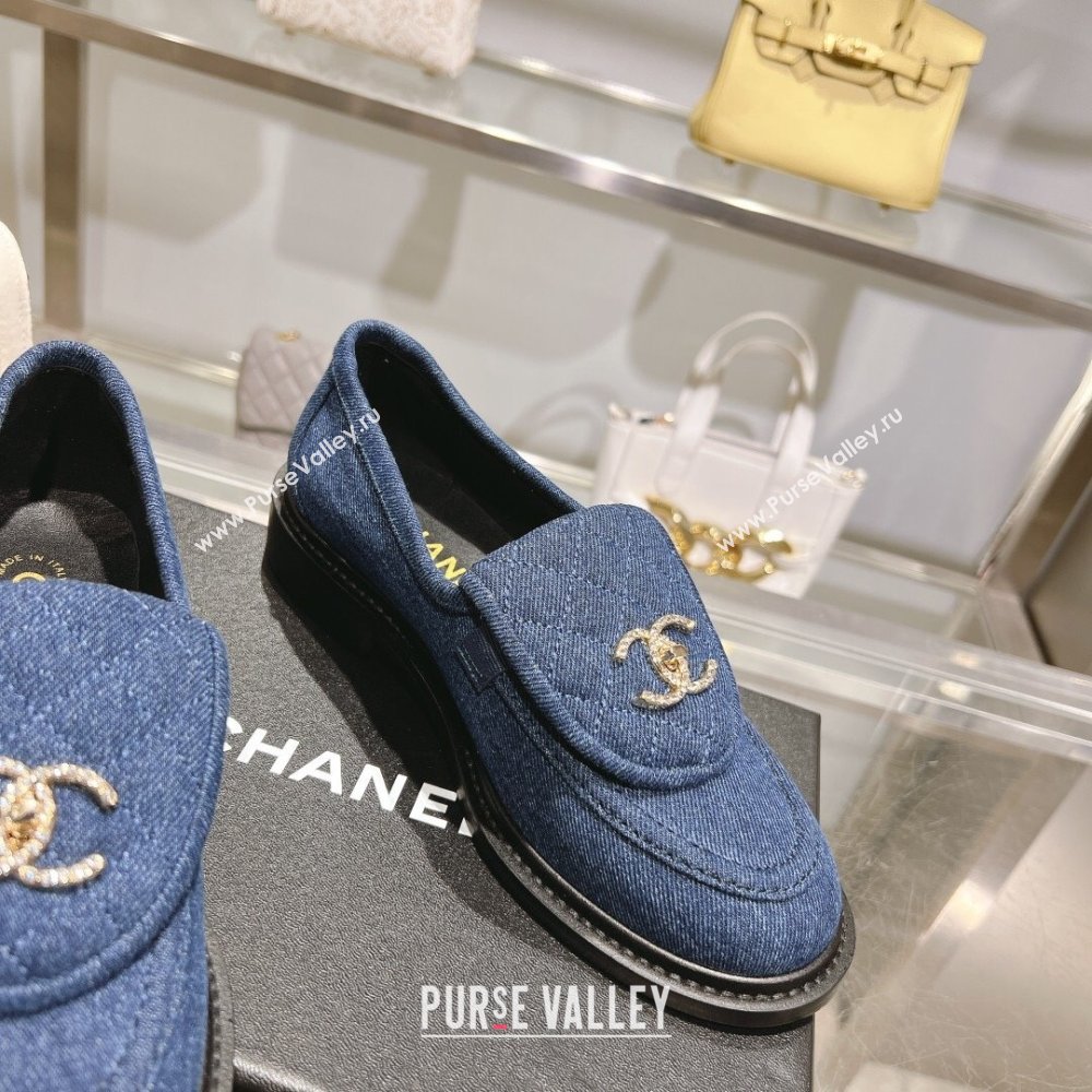 Chanel Denim Loafers with CC Foldover G45474 Blue 2023 (MD-231201072)