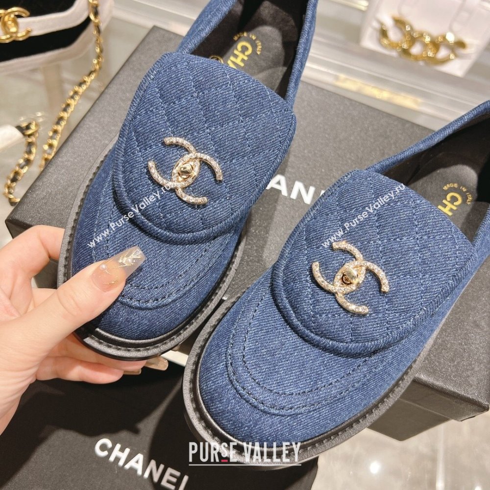 Chanel Denim Loafers with CC Foldover G45474 Blue 2023 (MD-231201072)