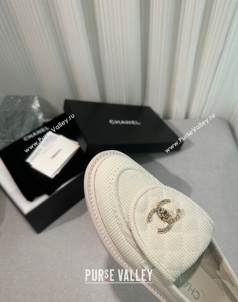 Chanel Corduroy Loafers with CC Foldover G45474 White 2023 (MD-231201074)