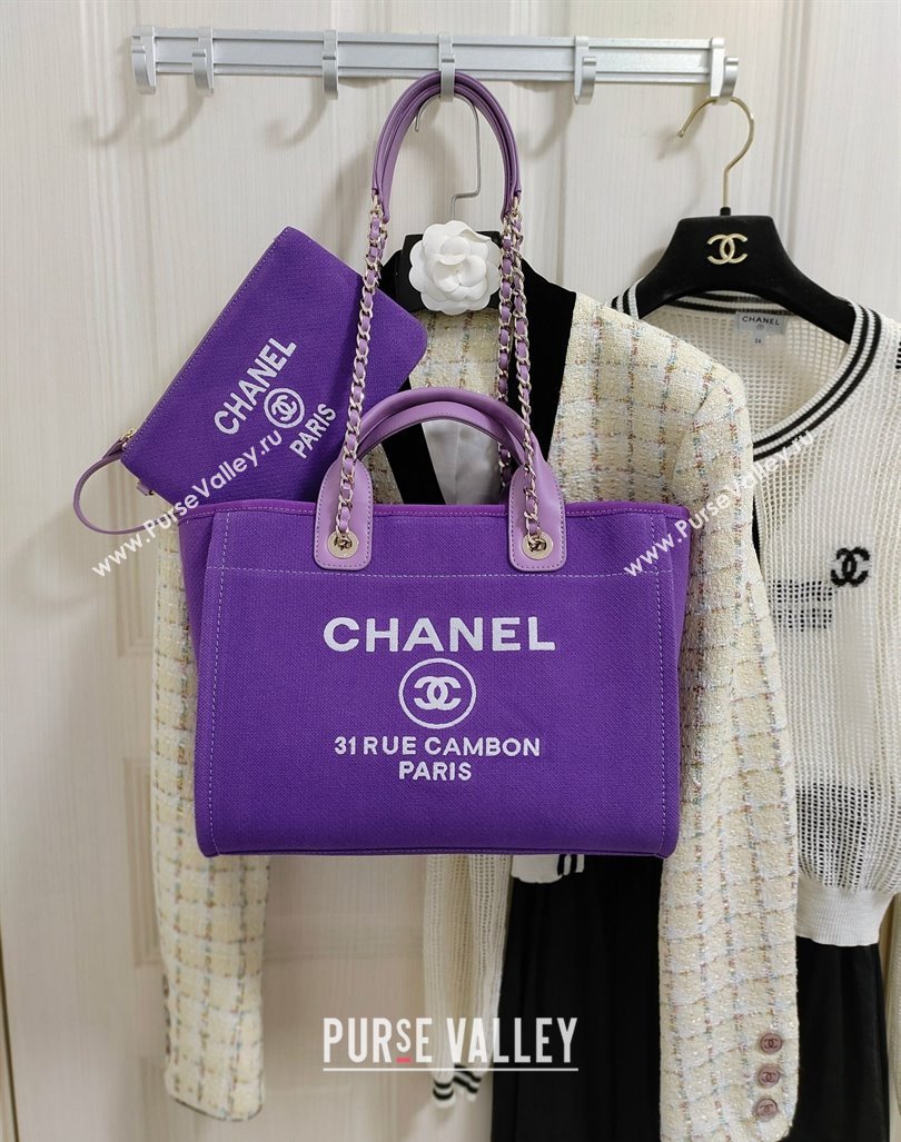 Chanel Deauville Mixed Fibers Calfskin Medium Shopping Bag Violet Purple 2024 (yezi-240218012)