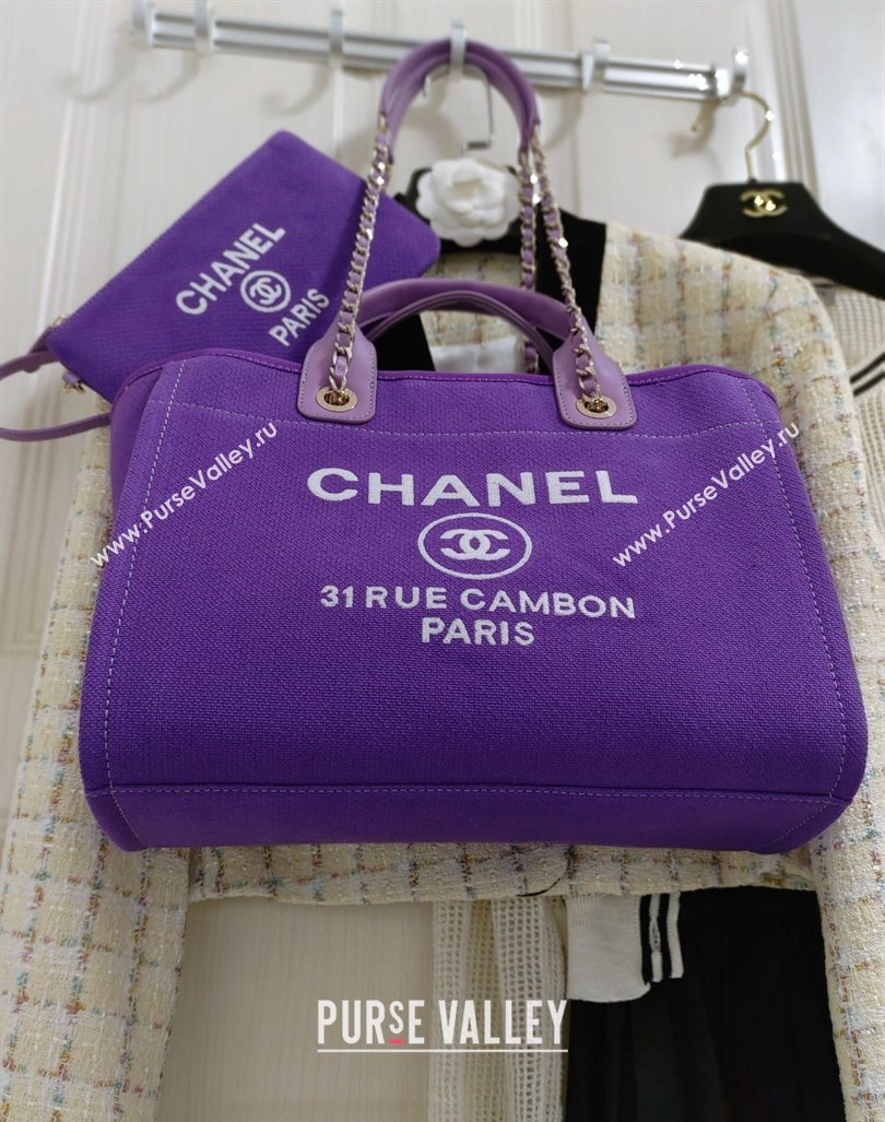 Chanel Deauville Mixed Fibers Calfskin Medium Shopping Bag Violet Purple 2024 (yezi-240218012)