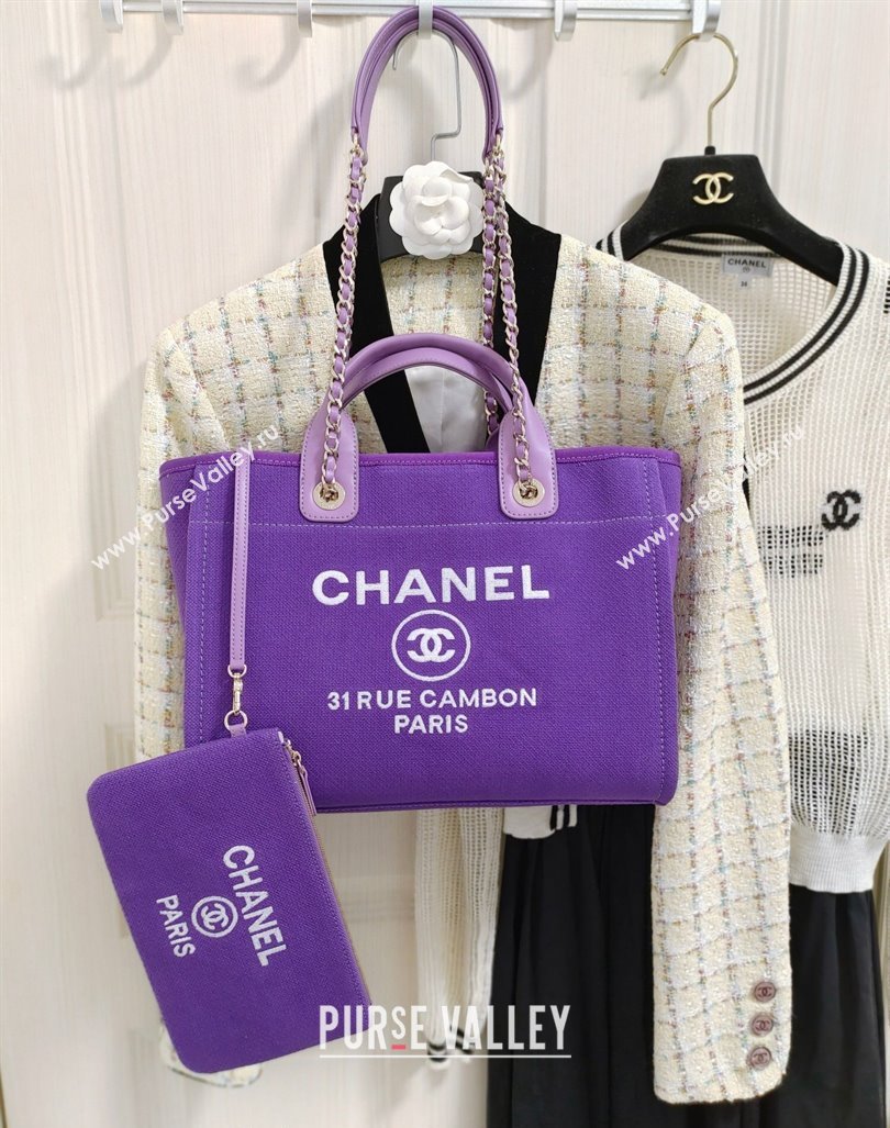 Chanel Deauville Mixed Fibers Calfskin Medium Shopping Bag Violet Purple 2024 (yezi-240218012)