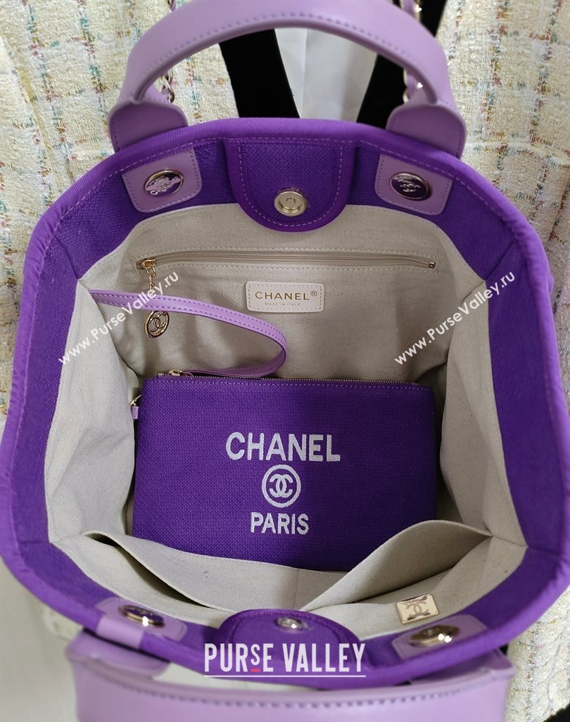 Chanel Deauville Mixed Fibers Calfskin Medium Shopping Bag Violet Purple 2024 (yezi-240218012)