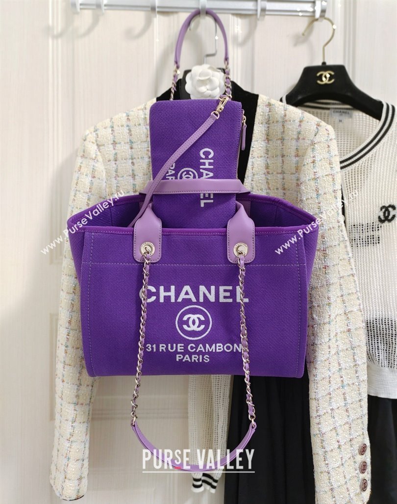 Chanel Deauville Mixed Fibers Calfskin Medium Shopping Bag Violet Purple 2024 (yezi-240218012)