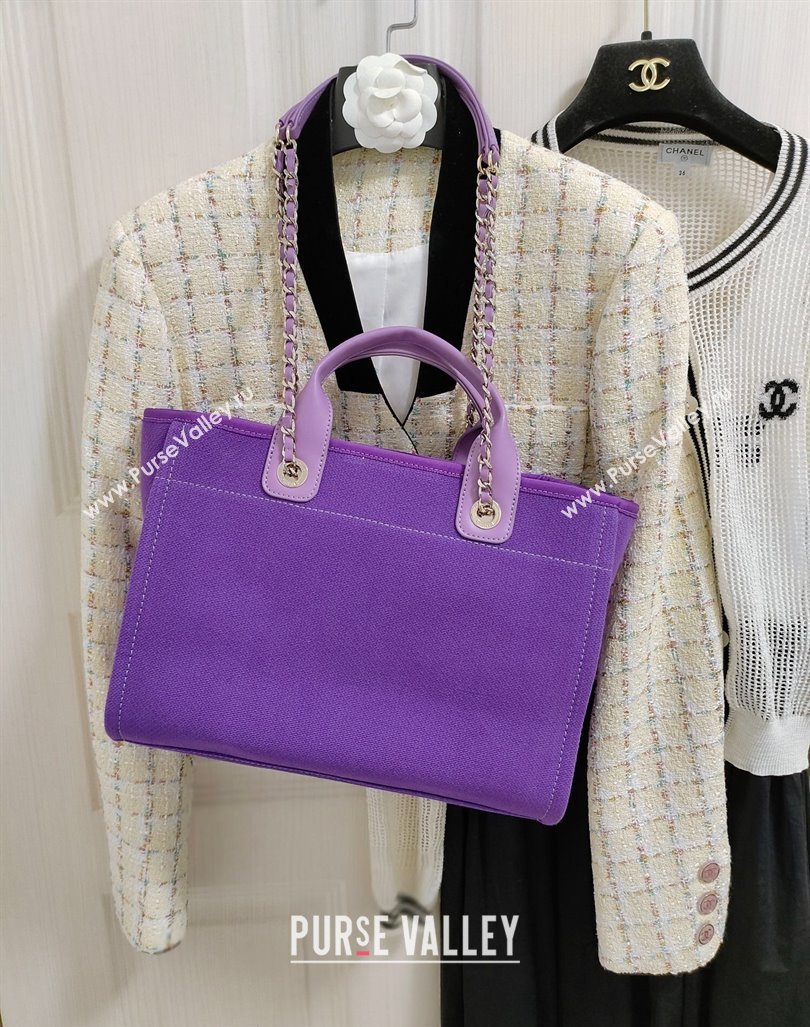 Chanel Deauville Mixed Fibers Calfskin Medium Shopping Bag Violet Purple 2024 (yezi-240218012)