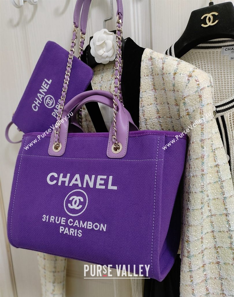 Chanel Deauville Mixed Fibers Calfskin Medium Shopping Bag Violet Purple 2024 (yezi-240218012)