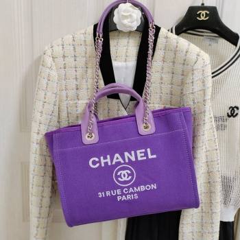 Chanel Deauville Mixed Fibers Calfskin Medium Shopping Bag Violet Purple 2024 (yezi-240218012)