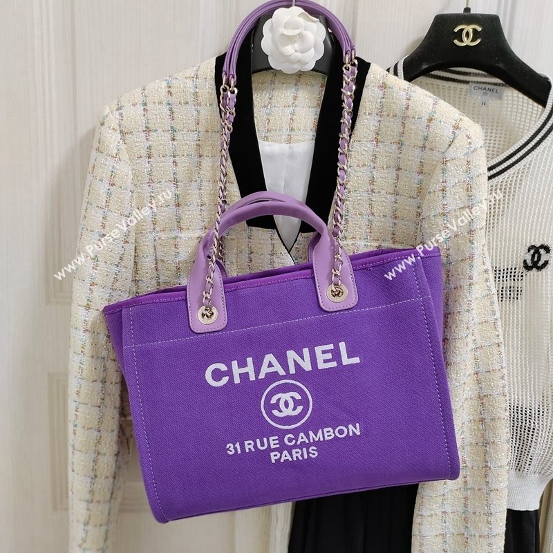 Chanel Deauville Mixed Fibers Calfskin Medium Shopping Bag Violet Purple 2024 (yezi-240218012)