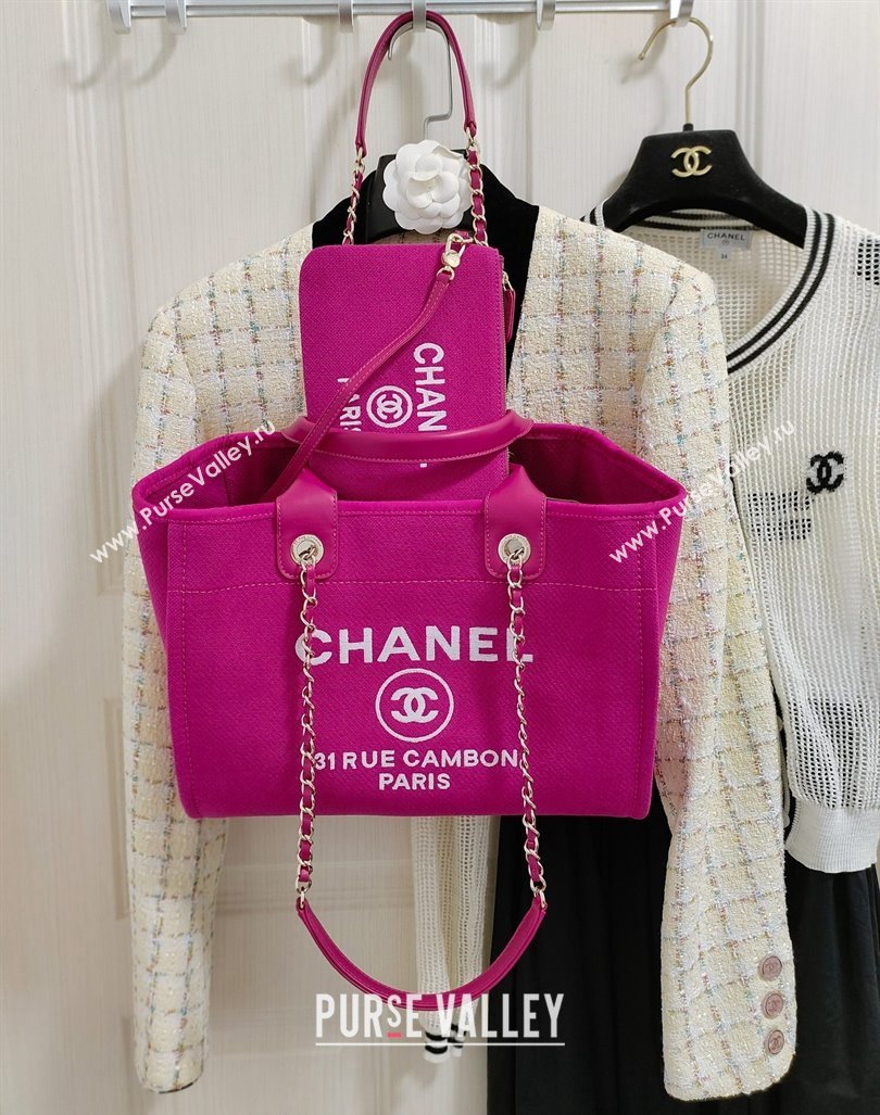 Chanel Deauville Mixed Fibers Calfskin Medium Shopping Bag Fuchsia Purple 2024 (yezi-240218013)