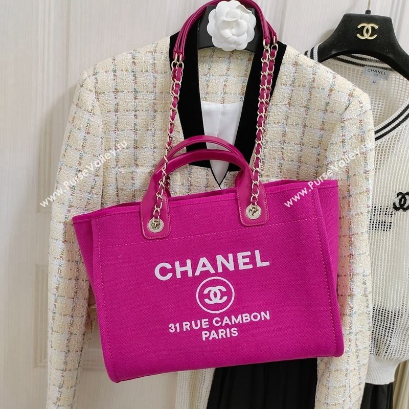 Chanel Deauville Mixed Fibers Calfskin Medium Shopping Bag Fuchsia Purple 2024 (yezi-240218013)