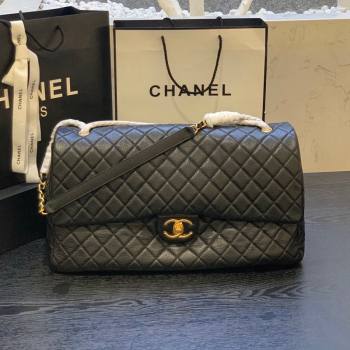 Chanel Classic Medium Airline Travel Flap Bag in Grained Calfskin A91169 Black/Gold 2024 (yingf-240218018)