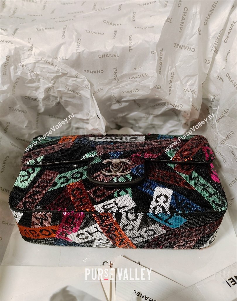 Chanel Sequins Small Flap Bag with Logo Band Multicolor 2024 AS4418 (JY-240218005)