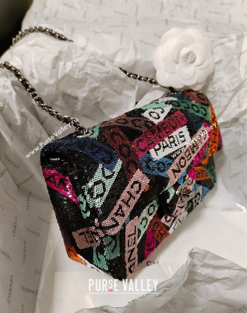 Chanel Sequins Small Flap Bag with Logo Band Multicolor 2024 AS4418 (JY-240218005)