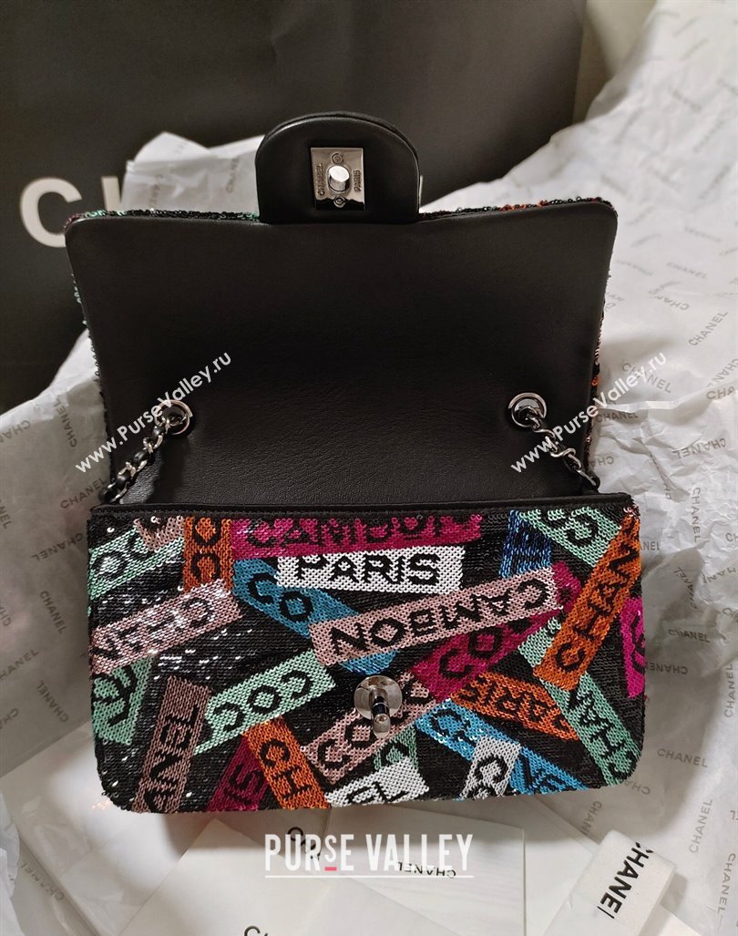 Chanel Sequins Small Flap Bag with Logo Band Multicolor 2024 AS4418 (JY-240218005)