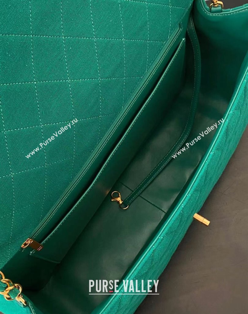 Chanel XXL Airline Travel Flap Bag in Knit Fabric A4661 Green 2024 (yezi-240218006)