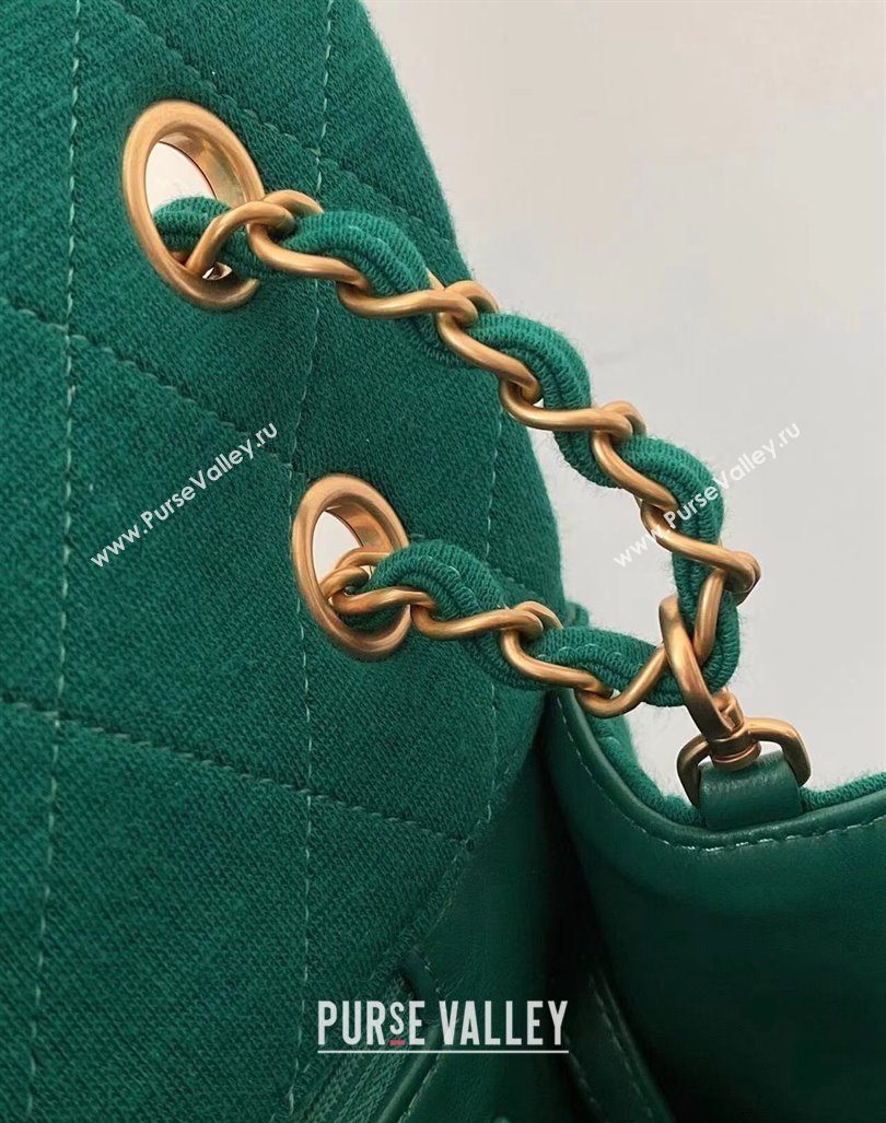 Chanel XXL Airline Travel Flap Bag in Knit Fabric A4661 Green 2024 (yezi-240218006)