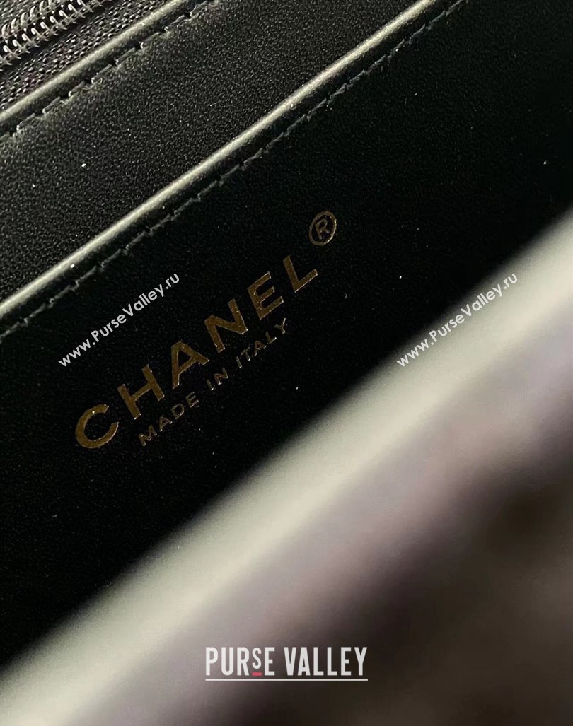 Chanel XXL Airline Travel Flap Bag in Knit Fabric A4661 Black 2024 (yezi-240218007)