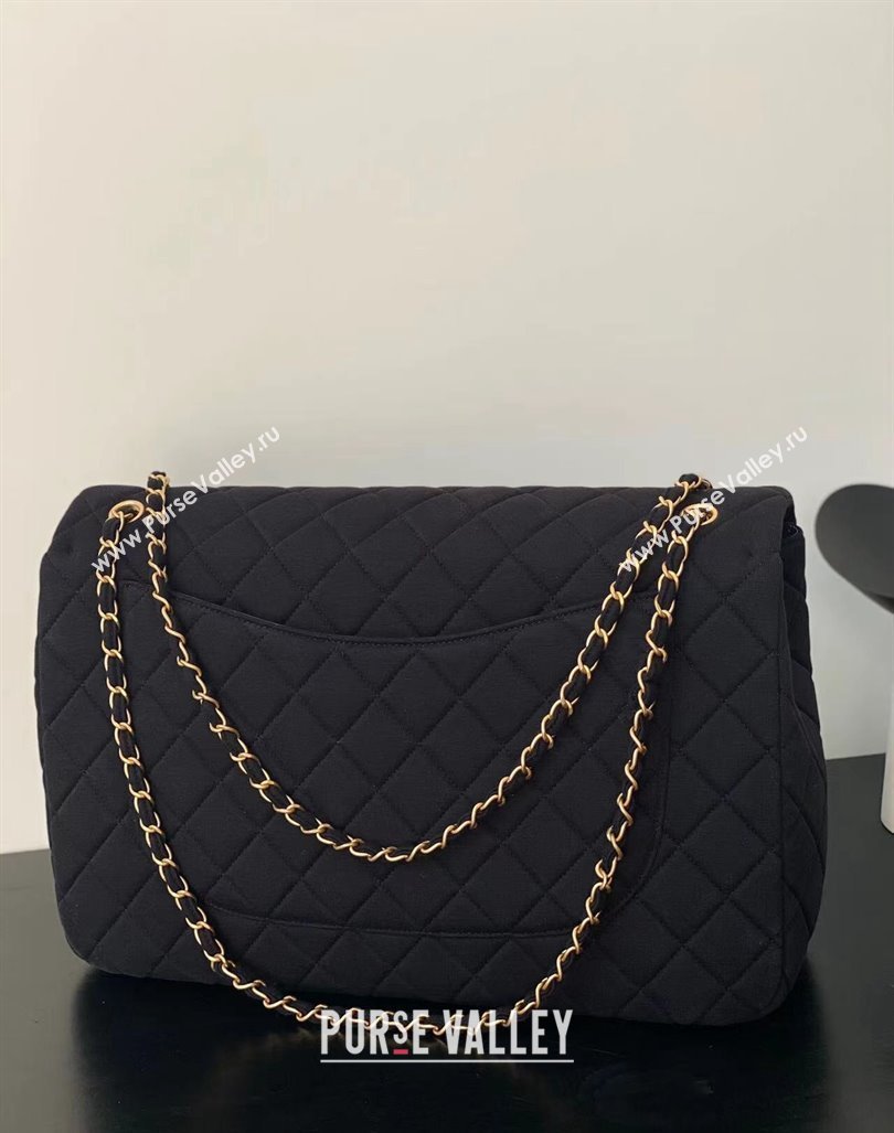 Chanel XXL Airline Travel Flap Bag in Knit Fabric A4661 Black 2024 (yezi-240218007)