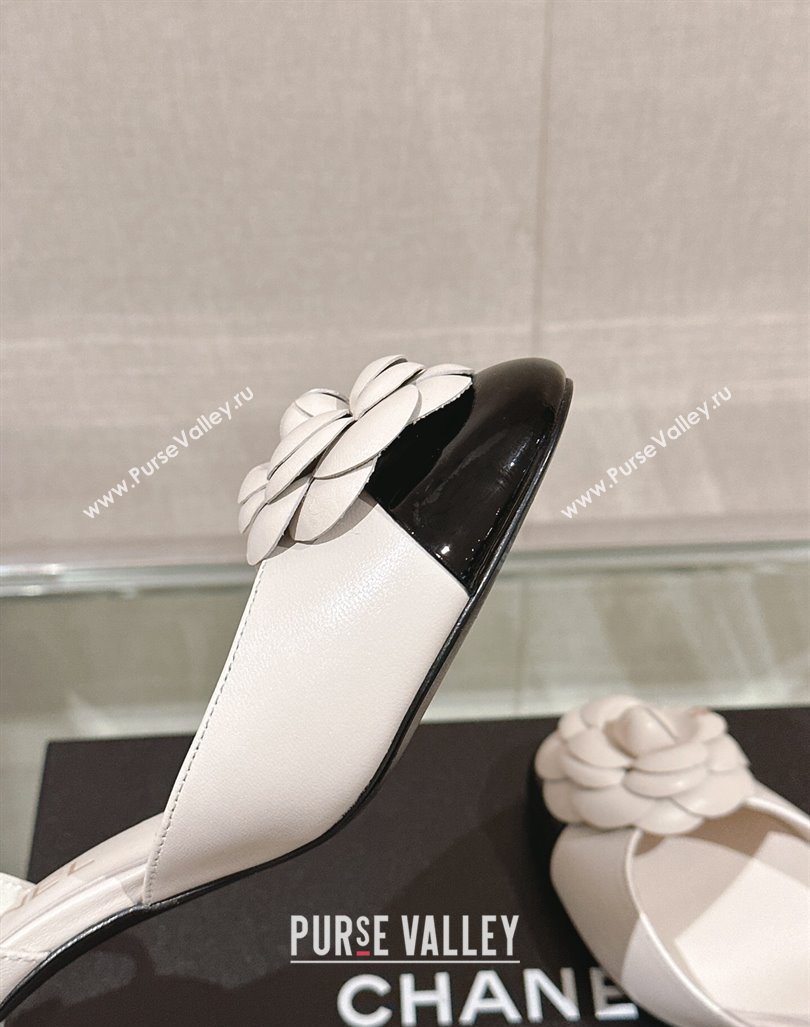 Chanel Camellia Bloom Lambskin Pumps 7cm with Ankle Strap White 2024 0224 (MD-240224024)