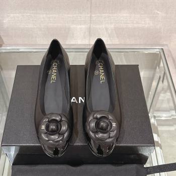 Chanel Camellia Bloom Lambskin Flat Ballet 1cm Black 2024 0224 (MD-240224025)