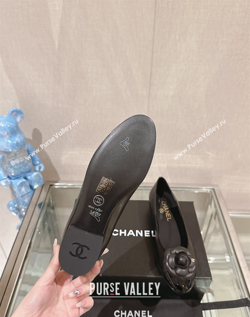 Chanel Camellia Bloom Lambskin Flat Ballet 1cm Black 2024 0224 (MD-240224025)