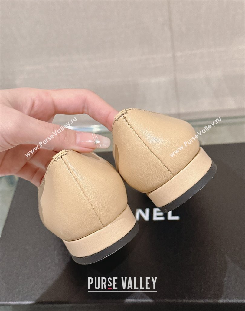 Chanel Camellia Bloom Lambskin Flat Ballet 1cm Beige 2024 0224 (MD-240224026)