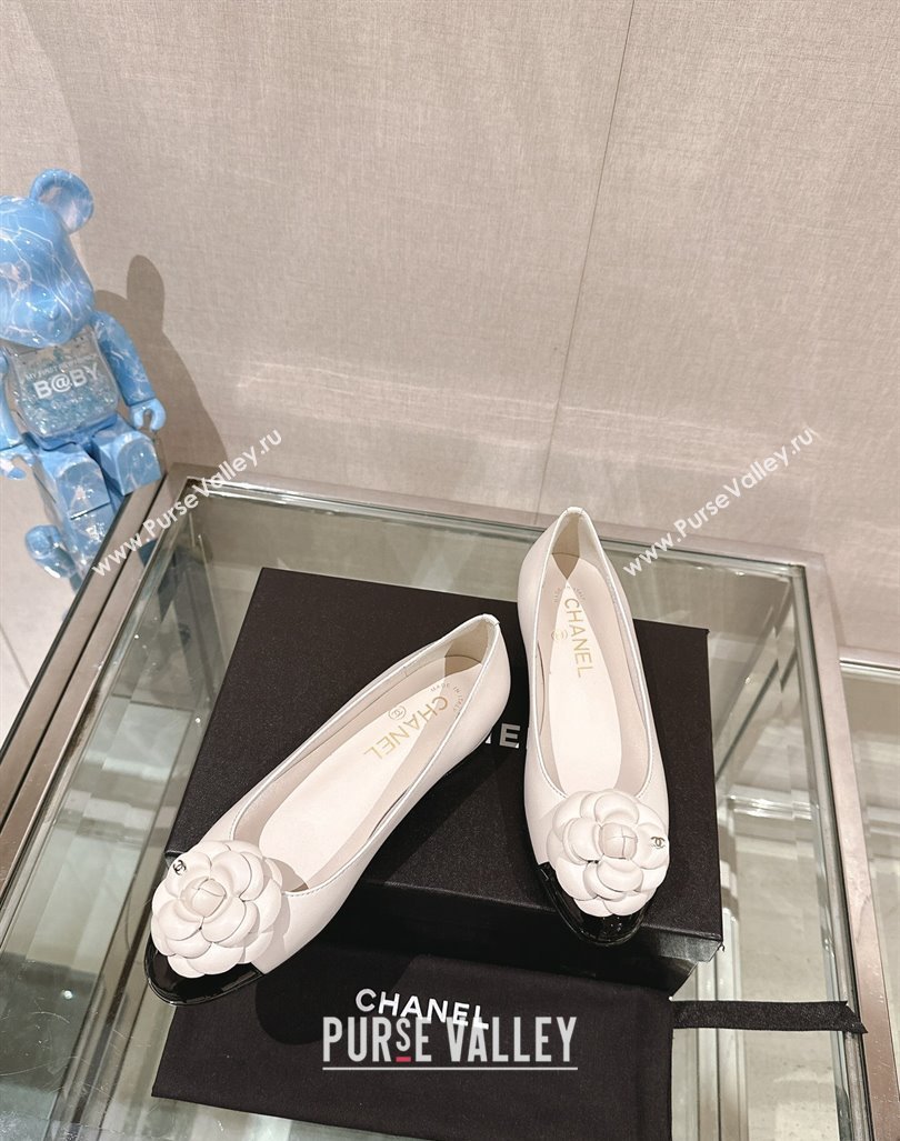 Chanel Camellia Bloom Lambskin Flat Ballet 1cm White 2024 0224 (MD-240224027)