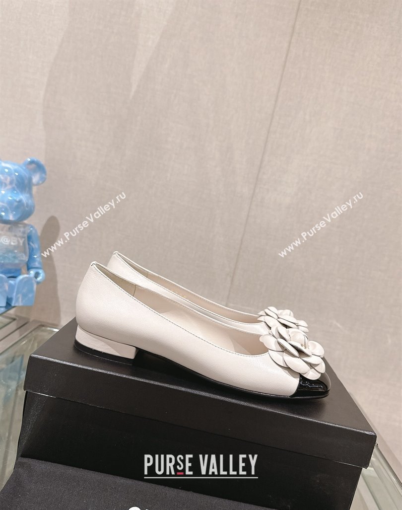 Chanel Camellia Bloom Lambskin Flat Ballet 1cm White 2024 0224 (MD-240224027)