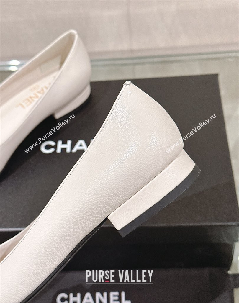 Chanel Camellia Bloom Lambskin Flat Ballet 1cm White 2024 0224 (MD-240224027)