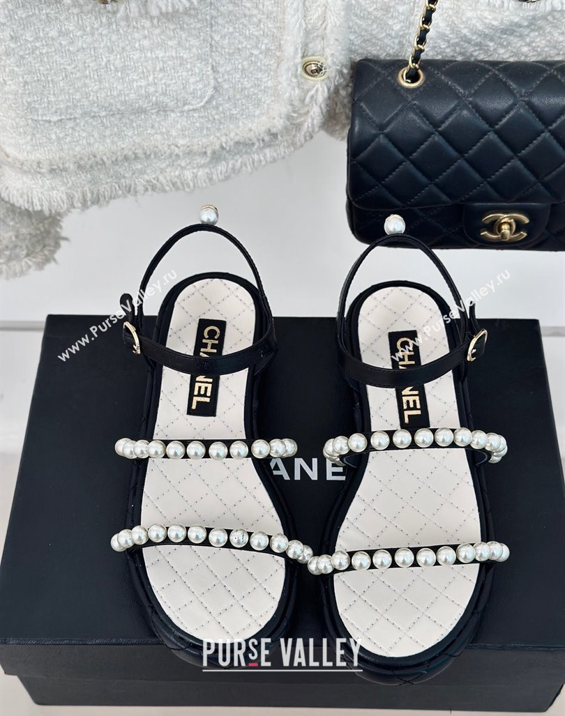 Chanel Quilted Lambskin Pearls Heel Sandals 3cm White 2024 0223 (MD-240223092)