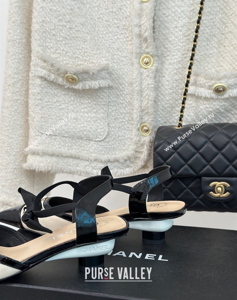 Chanel Calfskin Heel Sandals 3.5cm with Pearl Clover and Bow Light Beige 2024 (MD-240224051)